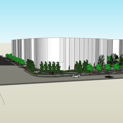 现代沿街商业建筑免费su模型(1)