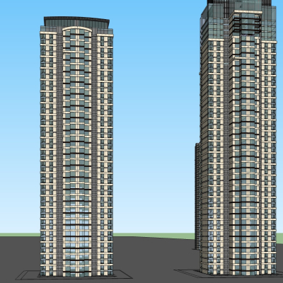 现代高层公寓楼免费su模型(1)
