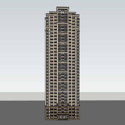 新古典高层公寓楼免费su模型(1)