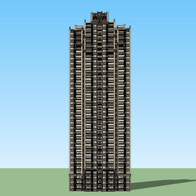 新古典高层公寓楼免费su模型(1)