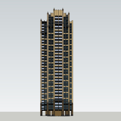 新古典高层公寓楼免费su模型(1)