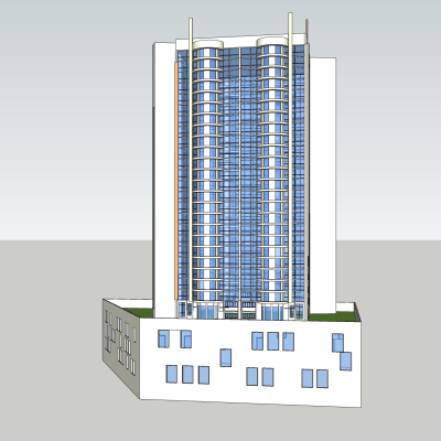 现代高层住宅外观免费su模型(1)