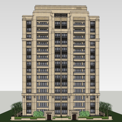 新古典高层公寓楼免费su模型(1)