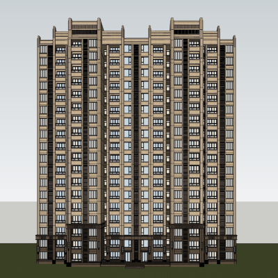 新古典高层公寓楼免费su模型(1)