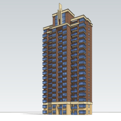 现代高层公寓楼免费su模型(1)