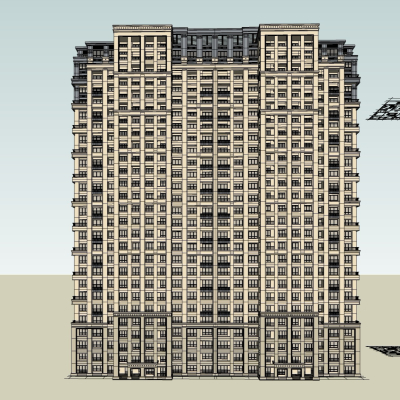 新古典高层公寓楼免费su模型(1)