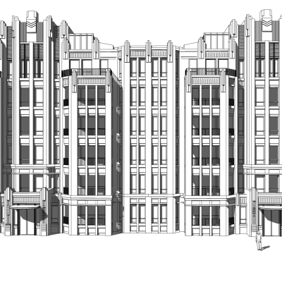 现代高层住宅外观免费su模型(1)