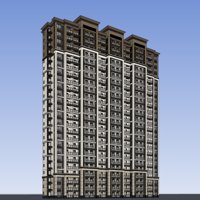 欧式高层公寓楼免费su模型(1)