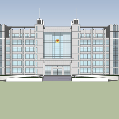 现代办公楼外观免费su模型(1)