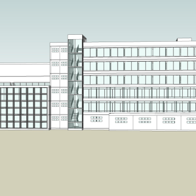 现代办公楼外观免费su模型(1)
