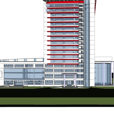 现代办公楼外观免费su模型(1)