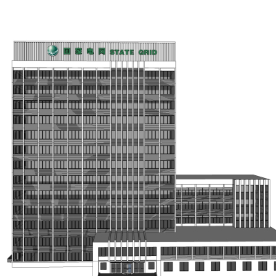 现代办公楼外观免费su模型(1)