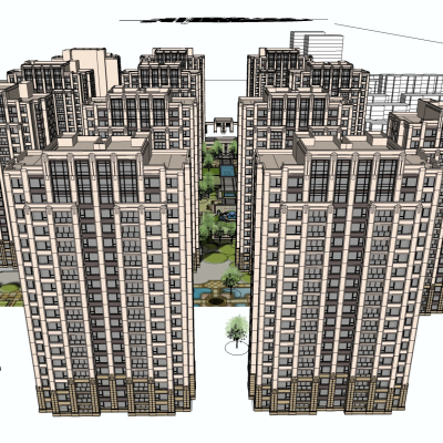 新古典公寓楼免费su模型(1)