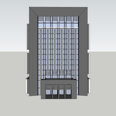 现代办公楼外观免费su模型(1)