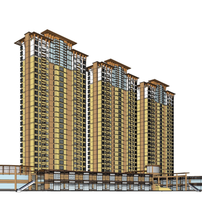 欧式商住综合楼免费su模型(1)