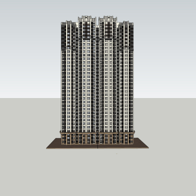 现代高层住宅外观免费su模型(1)
