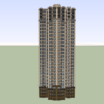 现代高层住宅外观免费su模型(1)