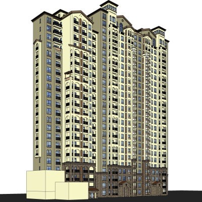 欧式超高层公寓楼免费su模型(1)