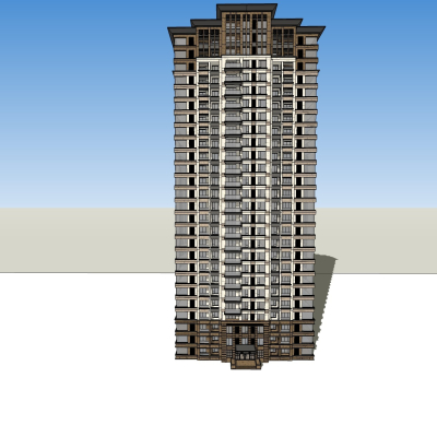 现代高层住宅外观免费su模型(1)