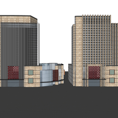 现代高层住宅外观免费su模型(1)