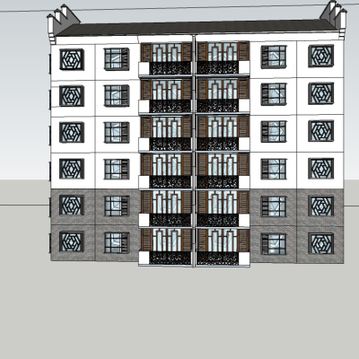 现代高层住宅外观免费su模型(1)