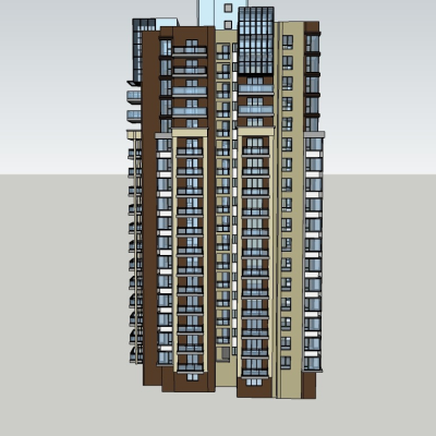 现代高层住宅外观免费su模型(1)