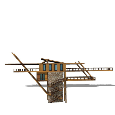 现代观景屋免费su模型(1)