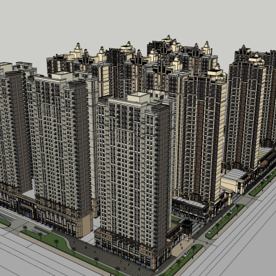 新古典高层公寓楼免费su模型(1)