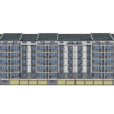 现代高层住宅外观免费su模型(1)