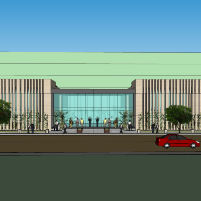 现代沿街商业建筑免费su模型(1)