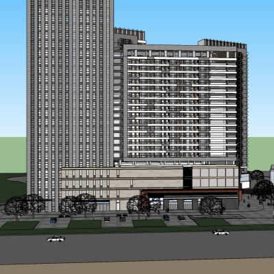 现代高层住宅外观免费su模型(1)