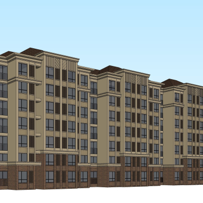 欧式多层公寓楼免费su模型(1)