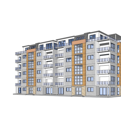 现代多层公寓楼免费su模型(1)