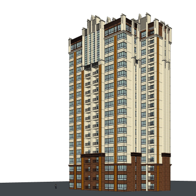 新古典高层公寓楼免费su模型(1)