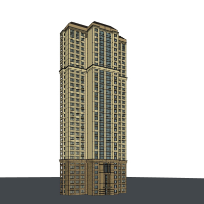 新古典高层公寓楼免费su模型(1)