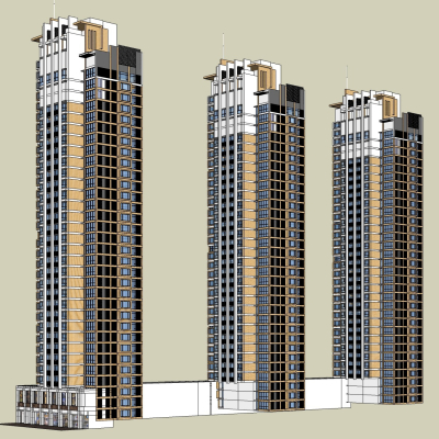 现代高层公寓楼免费su模型(1)