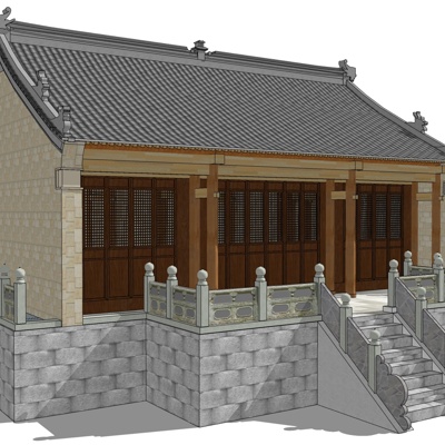 中式阁楼古建免费su模型(1)