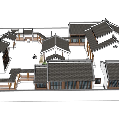 中式庭院古建免费su模型(1)