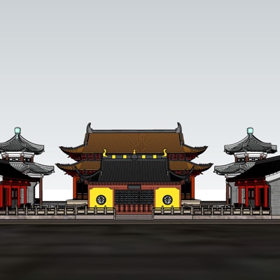 中式寺庙建筑免费su模型(1)