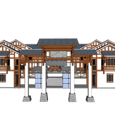 中式古建民房免费su模型(1)