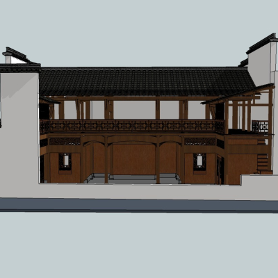 中式古建西递尚德堂免费su模型(1)