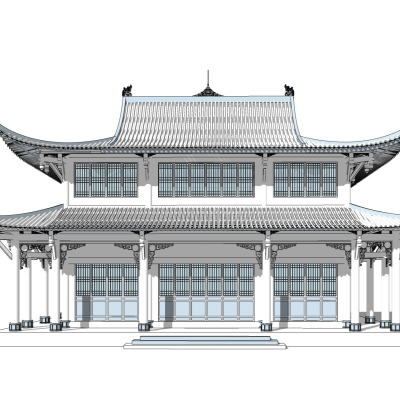 中式古建筑房屋免费su模型