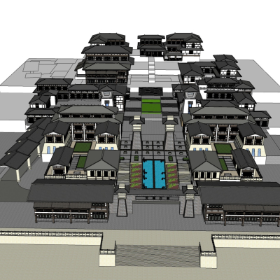 中式古建筑房屋免费su模型(1)