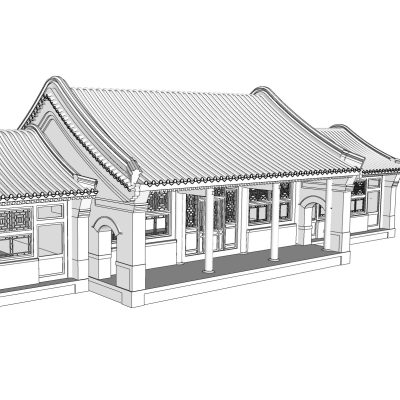 中式房屋建筑免费su模型(1)