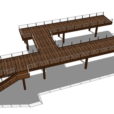现代实木廊桥免费su模型(1)