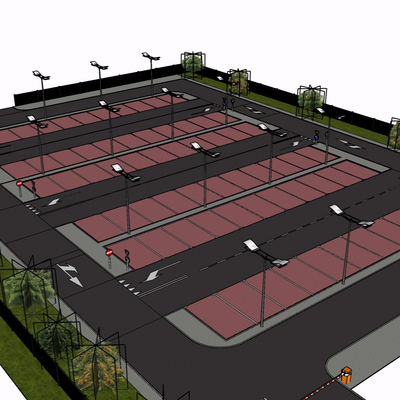 现代停车场免费su模型(1)