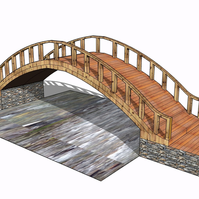 现代实木拱桥免费su模型(1)