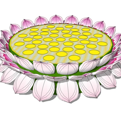 现代莲花须弥座免费su模型(1)