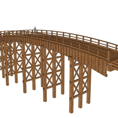 现代实木拱桥免费su模型(1)
