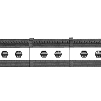 新中式围墙免费su模型(1)